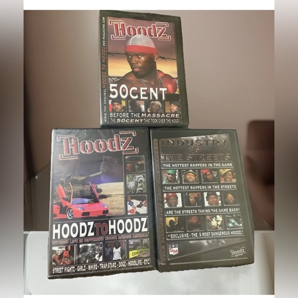 Lot of 3 Rap Music DVD's Hoodz 50 Cent Industry vs The Streets NOS Early 2000’s - Picture 1 of 7